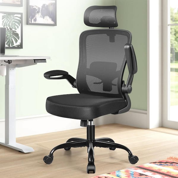 KERDOM Fabric Cushioned Ergonomic Chair in Black with Breathable