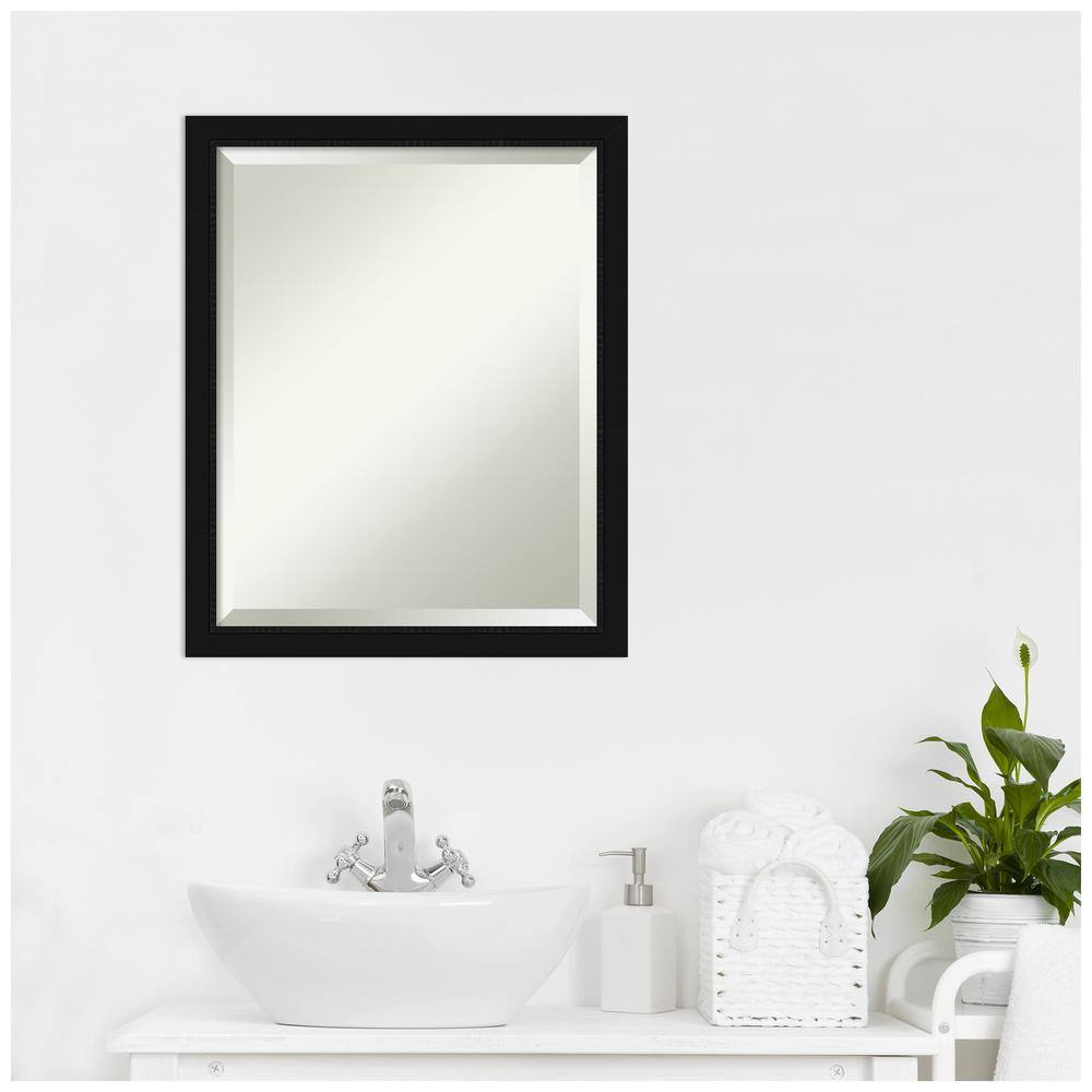 Classic Black Beveled Glass Rectangular Wall Bath Mirror