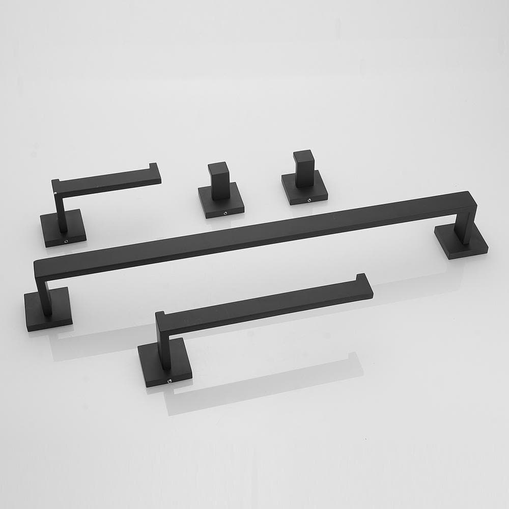 Matte Black Stainless Steel 5-Piece Bathroom Hardware Set