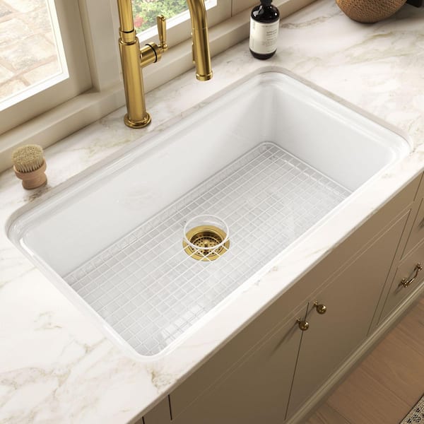 Audrine by Studio McGee 33 in. Bottom Basin Rack in Cloude White