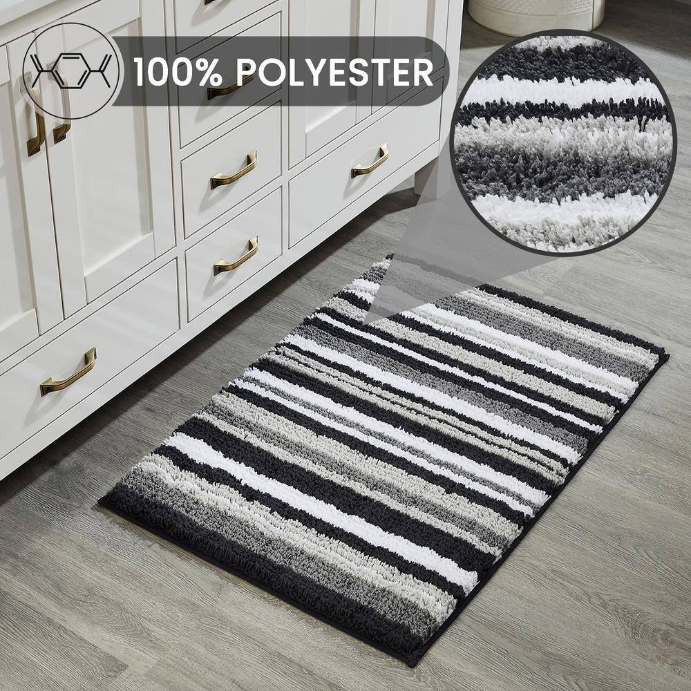 Griffie Luxe Soft Touch Graphite Polyester 24"x36" Bath Rug