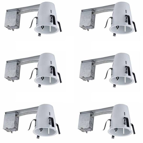 Commercial Electric 4 in. White Remodel Non-IC Recessed Housing (6-Pack)