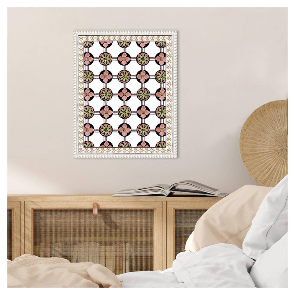 Cubicles II Abstract Floral Canvas Print with White Frame