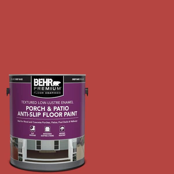 BEHR PREMIUM 1 gal. #OSHA-5 OSHA SAFETY RED Textured Low-Lustre Enamel Interior/Exterior Porch and Patio Anti-Slip Floor Paint