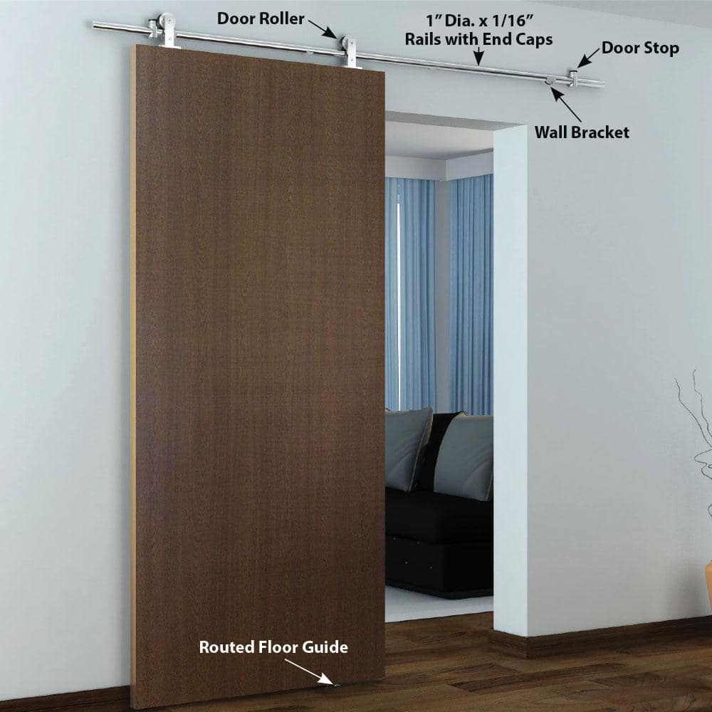 Stainless Steel Sliding Barn Door Hardware Kit with Soft Close, 78-3/4 inches