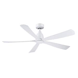 Kute5 52 in. Indoor/Outdoor Ceiling Fan with Matte White Blades, Remote Control and DC Motor in Matte White