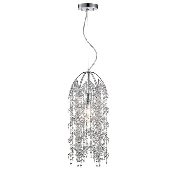 Warehouse of Tiffany Auritz 9 in. 1-Light Indoor Chrome Finish Pendant