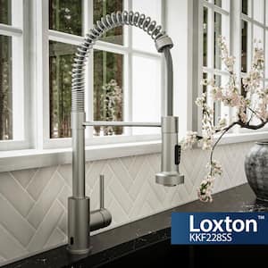 Loxton Single Handle Touchless Pull-Down Sprayer Kitchen Faucet in Stainless Steel