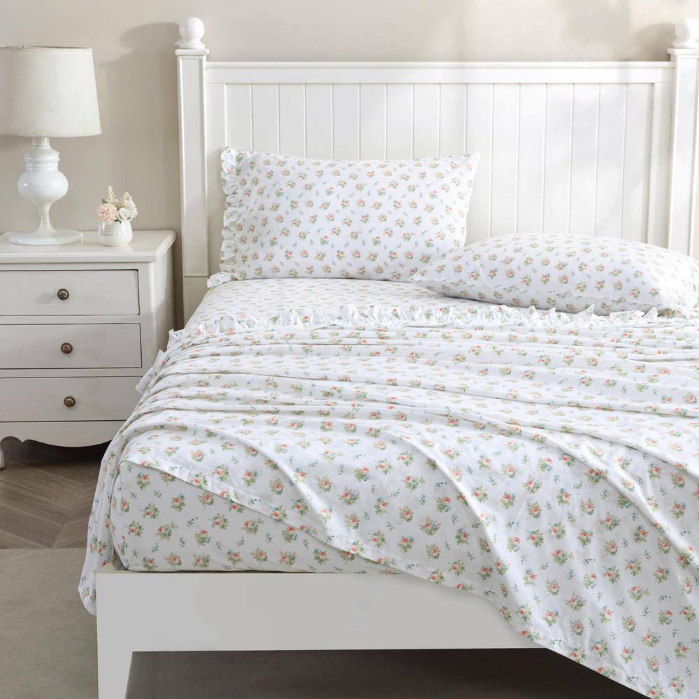 Roseford Orange Floral Cotton Polyester Standard Pillowcase Set