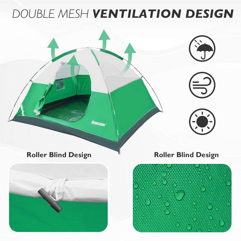 Green Dome 2-Person Three Season Camping Tent with Carry Bag