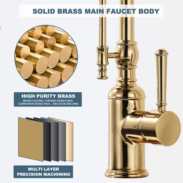 IVIGA 2-Functions Single Handle Gooseneck Pull Down Sprayer