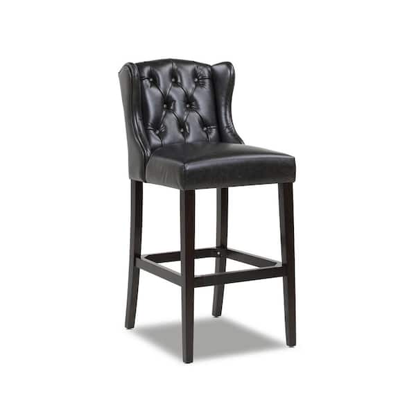 Armless Wingback Tufted Counter Height, Black Tufted Bar Stools