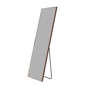 19 in. W x 63 in. H Rectangle Solid Wood Frame Full Length Mirror Decorative Mirror in Brown