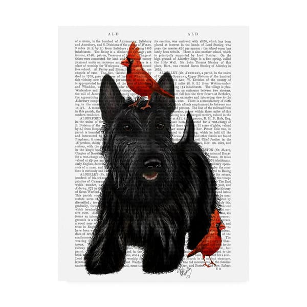 Trademark Fine Art Fab Funky Scottish Terrier and Birds Canvas Unframed Photography Wall Art 14 in. x 19 in