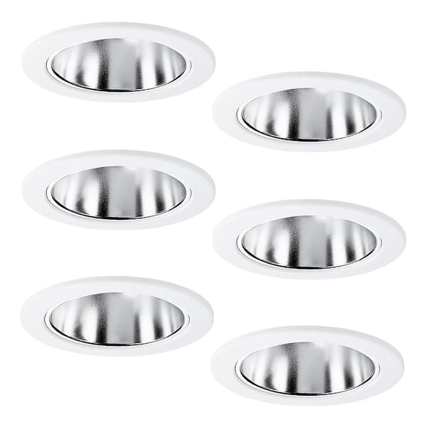 HALO E26 4 in. Clear Recessed Lighting Specular Reflector with White Trim Ring (6-Pack)