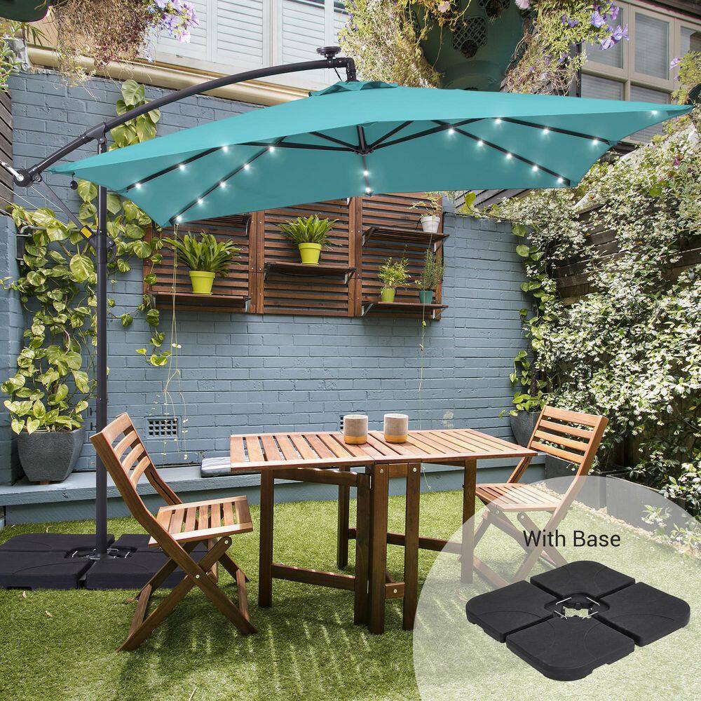 8.2 ft. Square Solar LED Cantilever Patio Umbrellas With Base in Lake Blue price history on PriceWatchPro