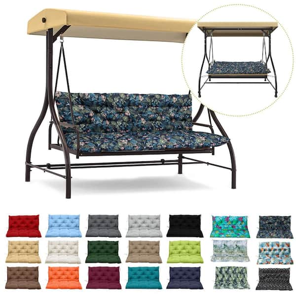 71 in. x 40 in. 3-Seater Replacement Outdoor Swing Cushions with Back Support, Waterproof Bench Cushion (Hummingbird)
