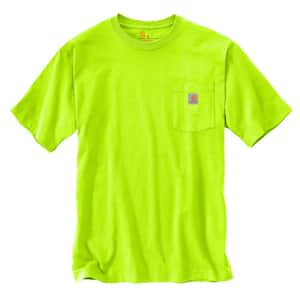 Men's 3 X-Large Tall Brite Lime Cotton Loose Fit Heavyweight Short Sleeve Pocket T-Shirt