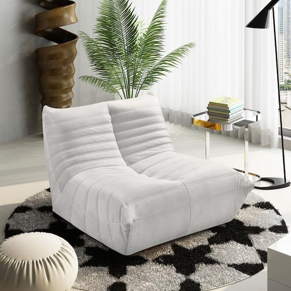 Unbranded Light Gray Microfabric Medium Playing Bean Bag Chair,Fireside Chair for Adults,Lazy Floor Sofa Couch,Home Tatami Sofa