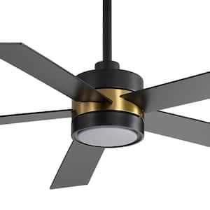 Mayra 52 in. Integrated LED Indoor Gold and Black Ceiling Fans with Light and Remote Control Included