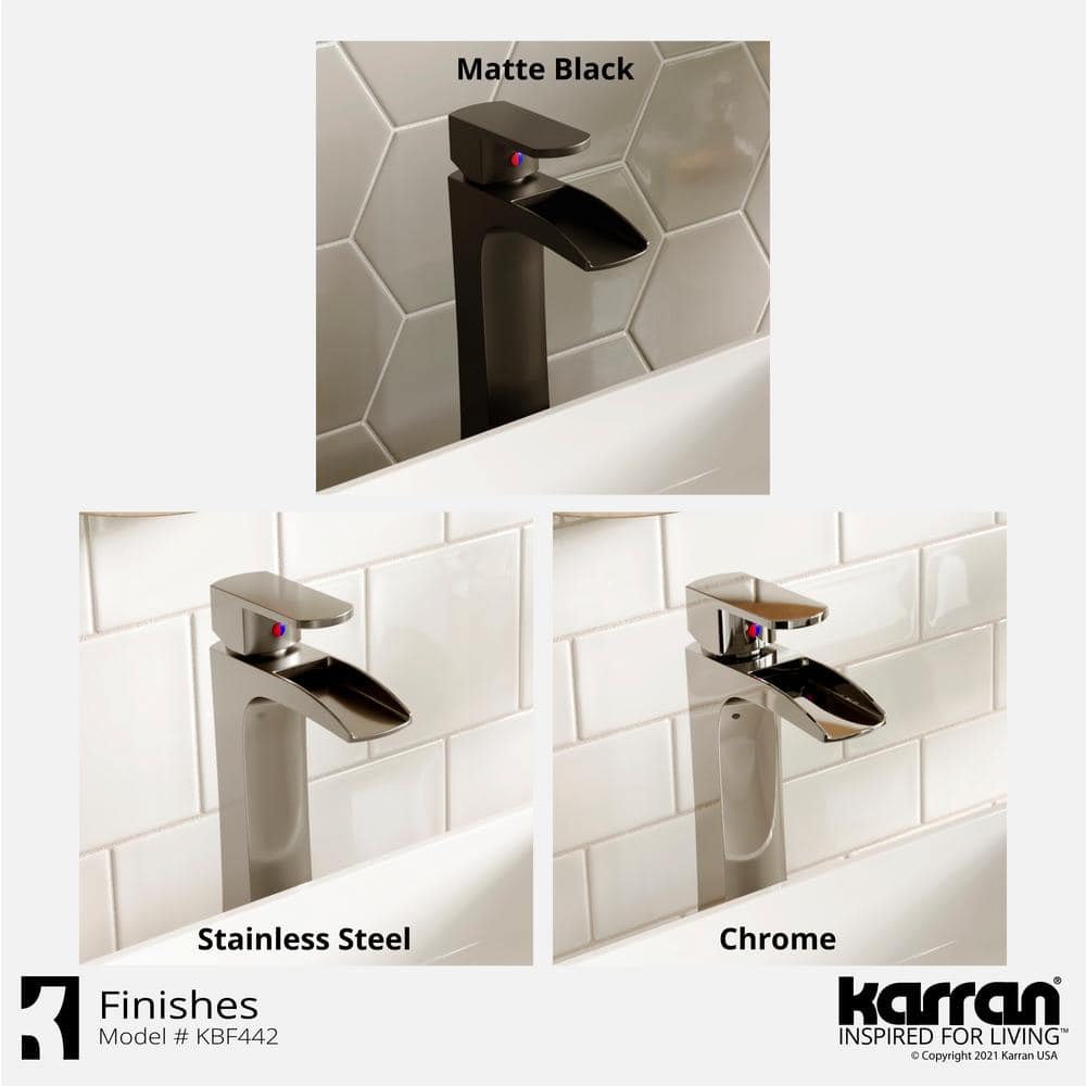 Matte Black Single-Handle Vessel Bathroom Faucet with Drain Assembly