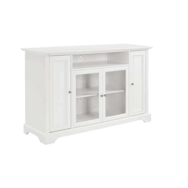CROSLEY FURNITURE Campbell 60 in. White Wood TV Stand Fits TVs Up to 60 in. with Storage Doors