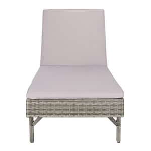 Cam Gray 1-Piece Metal Outdoor Chaise Lounge Chair with Gray Cushion
