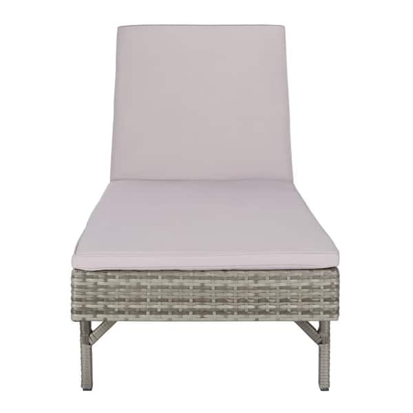 SAFAVIEH Cam Gray 1-Piece Metal Outdoor Chaise Lounge Chair with Gray Cushion