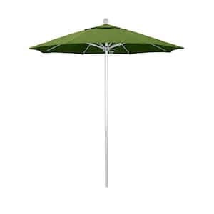 7.5 ft. Silver Aluminum Commercial Market Patio Umbrella with Fiberglass Ribs Push Lift in Spectrum Cilantro Sunbrella