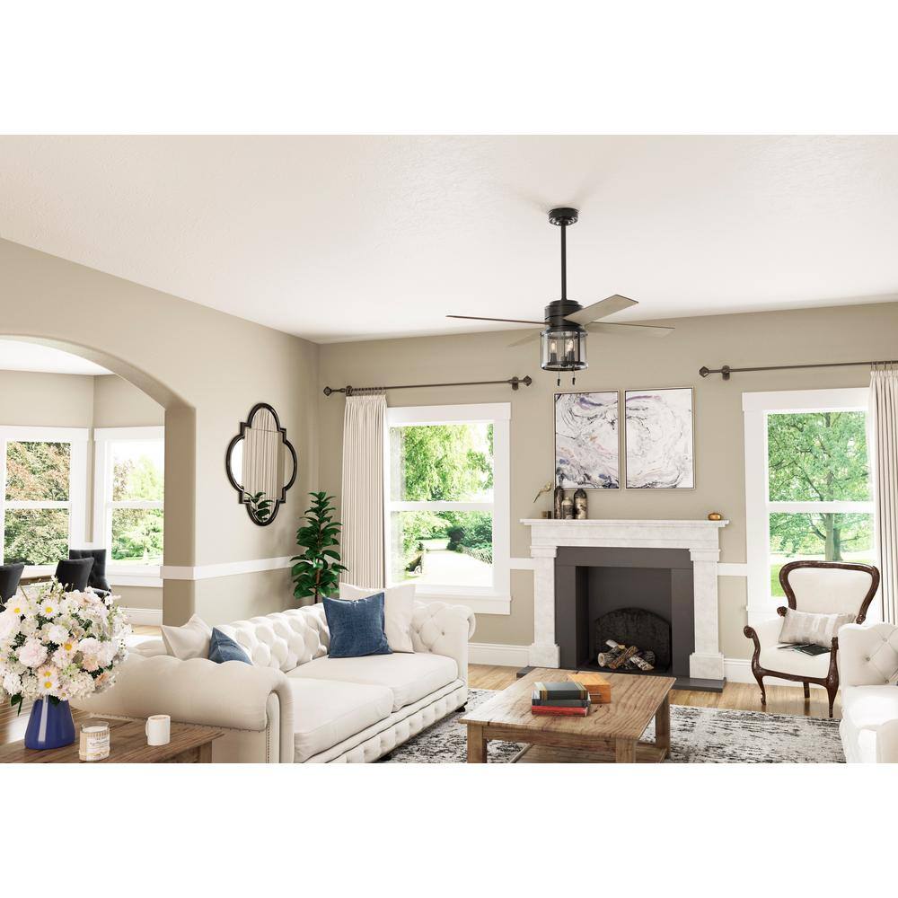 Astwood Matte Black 52" LED Ceiling Fan with Rounded Cage Design