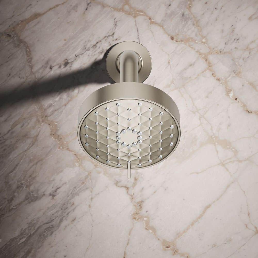 Vibrant Brushed Nickel Multifunction Wall-Mounted Showerhead