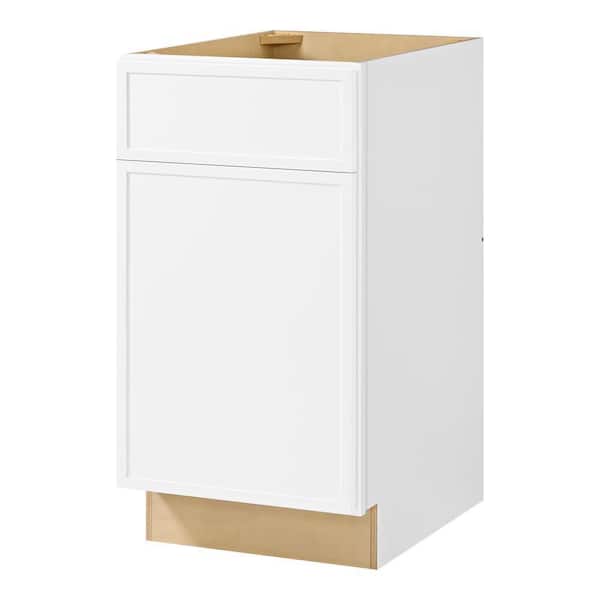 Leyton 18 in. W x 24 in. D x 34.5 in. H Ready to Assemble Plywood Slim Shaker Base Kitchen Cabinet in Alpine White