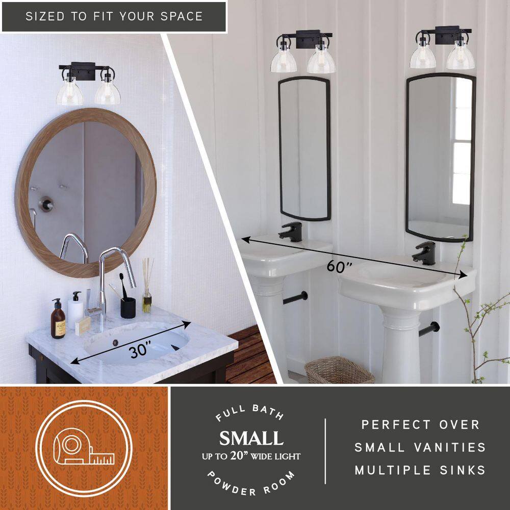 Matte Black Steel 2-Light Dimmable Vanity Fixture