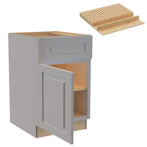 Grayson 21 in. W x 24 in. D x 34.5 in. H Pearl Gray Painted Plywood Shaker Assembled Base Kitchen Cabinet Left Knf Block