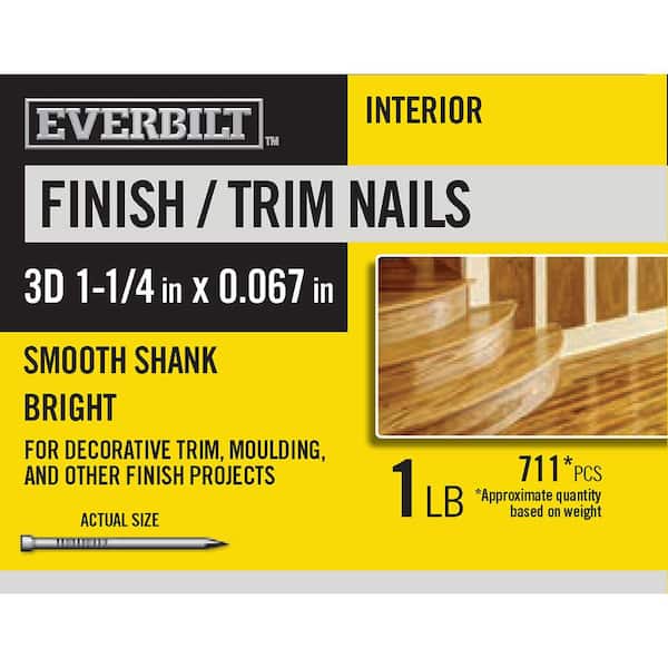 Everbilt 3D 1-1/4 in. Finish/Trim Nails Bright 1 lb (Approximately 711 Pieces)