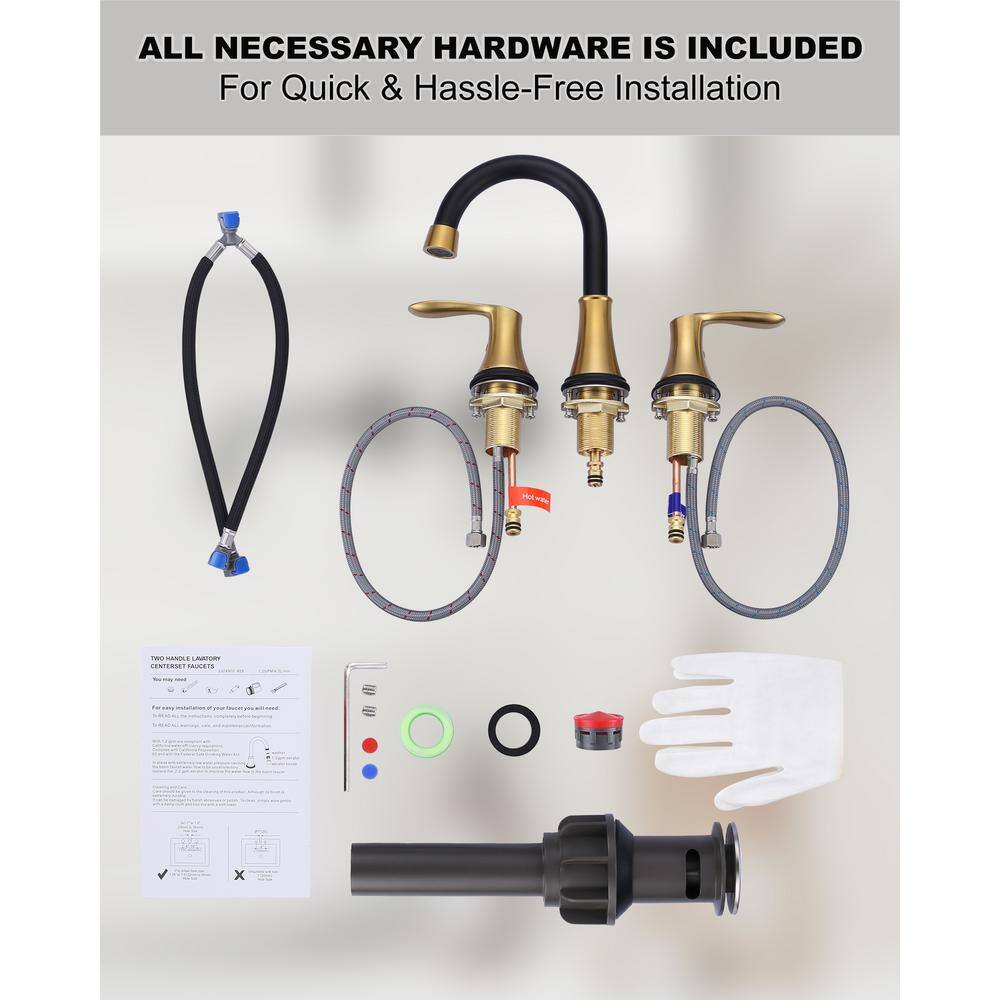 Black and Gold Stainless Steel Widespread Bathroom Faucet