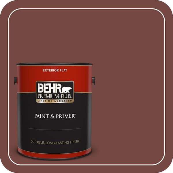 BEHR PREMIUM PLUS 1 gal. #160F-7 Burnished Mahogany Flat Exterior Paint & Primer