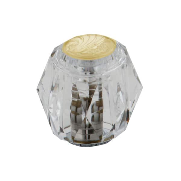 Delta Knob Handle in Clear with Polished Brass Button for Hand-Shower Diverter Valves