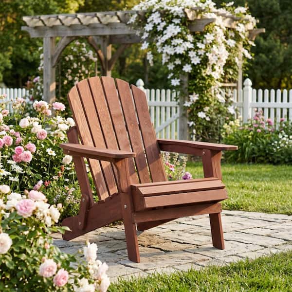 Coffee Wooden Outdoor Folding Adirondack Chair for Garden/Backyard