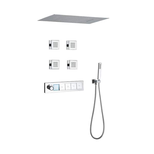 2-Setting Spray Dual Shower Head Wall Mount Fixed and Handheld Shower Head with Hand Shower Flow Rate 1.59 GPM in Chrome