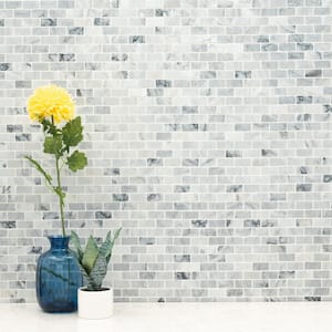 Carrara Classique Brick 11.81 in. x 11.81 in. x 8 mm Honed Marble Mosaic Tile (0.97 sq. ft.)