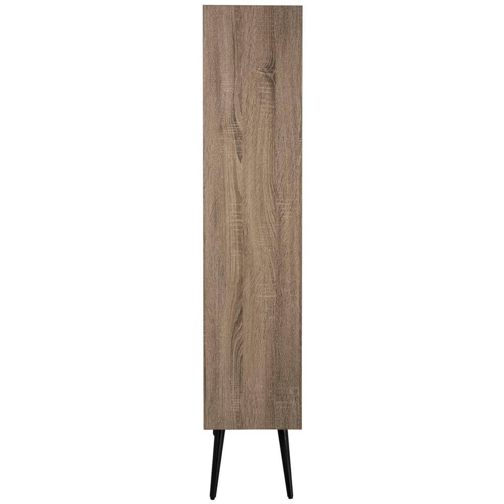 Terrence Transitional Black/Brown Wood 5-Tier Etagere with Drawer