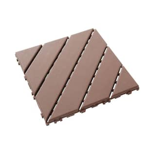 Outdoor 1 ft. x 1 ft. Composite Interlocking Tile Deck Tile in Brown(54 Per Box)