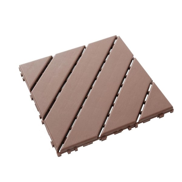 Tidoin Outdoor 1 ft. x 1 ft. Composite Interlocking Tile Deck Tile in Brown (54 Per Box)