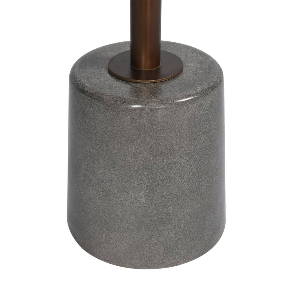 Gray and Bronze Round Concrete Metal Side Table
