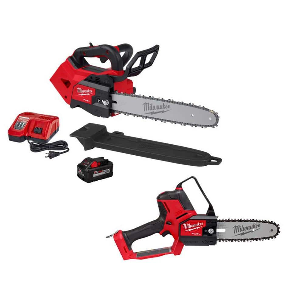 Milwaukee M18 FUEL 18V Brushless Cordless 8 in. HATCHET Pruning Saw w 14 in. Top Handle Chainsaw 8.0 Ah Battery Charger 3004 20 2826 21T The Home Depot