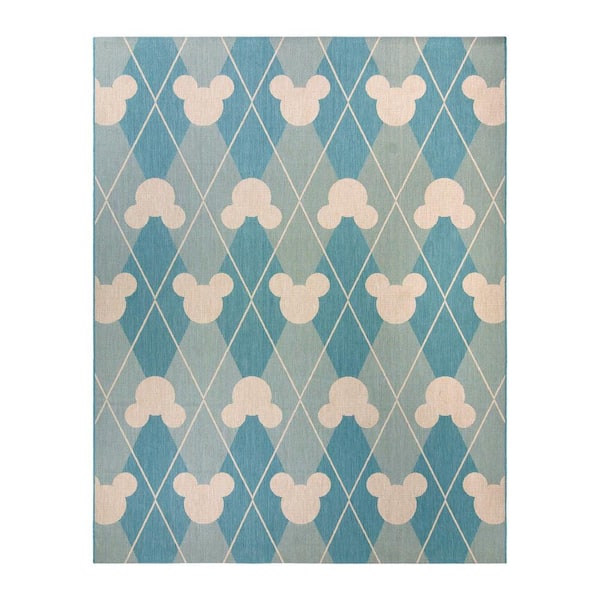 Disney Mickey Mouse Oasis/Grain 5 ft. x 7 ft. Argyle Indoor/Outdoor Area Rug
