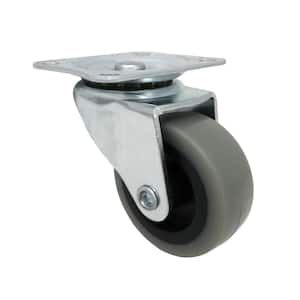 2 in. Gray Rubber Like TPR and Steel Swivel Plate Caster with 90 lb. Load Rating