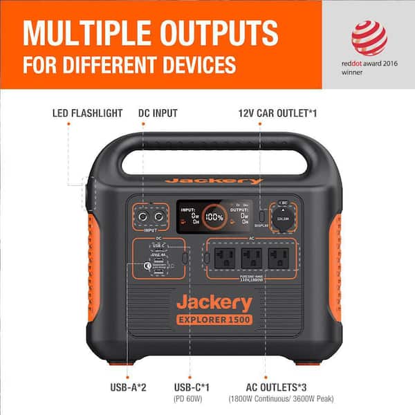 Jackery 1800-Watt Output/3600W Peak Portable Solar Power Station