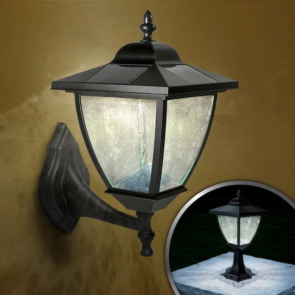 Elegante Black Aluminum Integrated LED Outdoor Solar Post and Wall Light